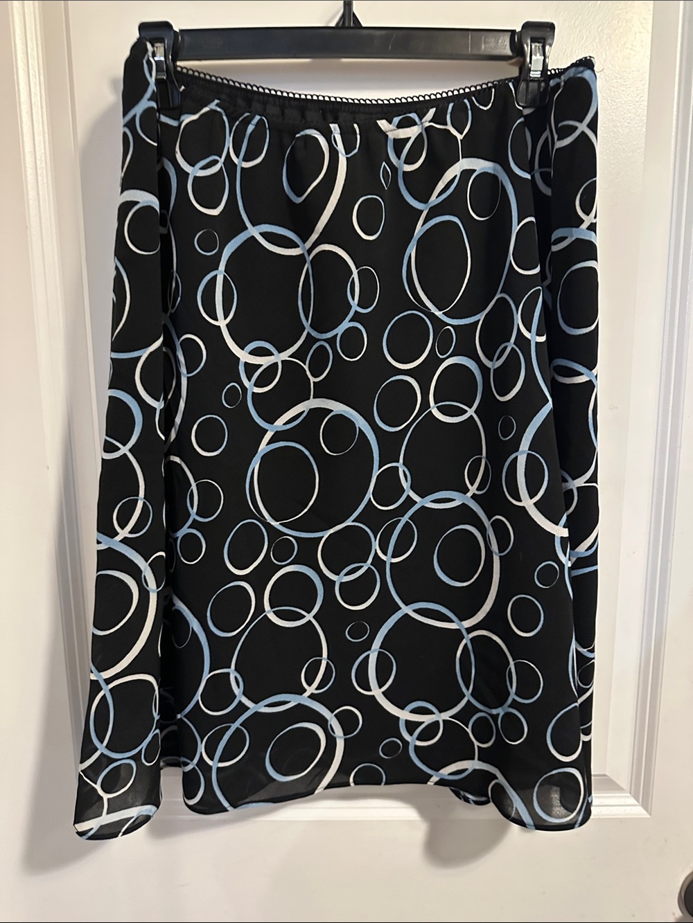 George Black A-Line Skirt with Blue and White Circle Print